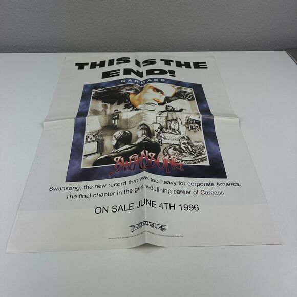 1996 Napalm Death Cursed Tour & Carcass Swansong Double Sided Promo Poster VTG - Picture 2 of 7